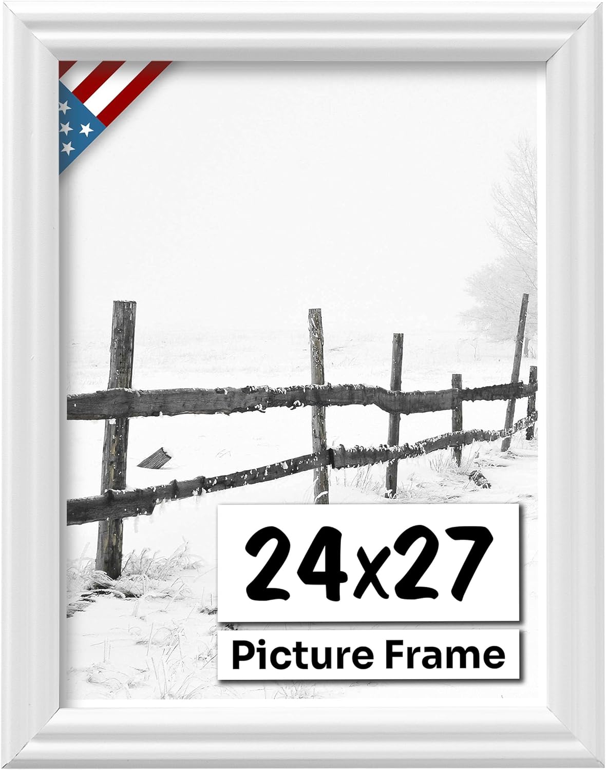 White 24x27 Picture Frame - Handmade Solid Wood Wall Decor