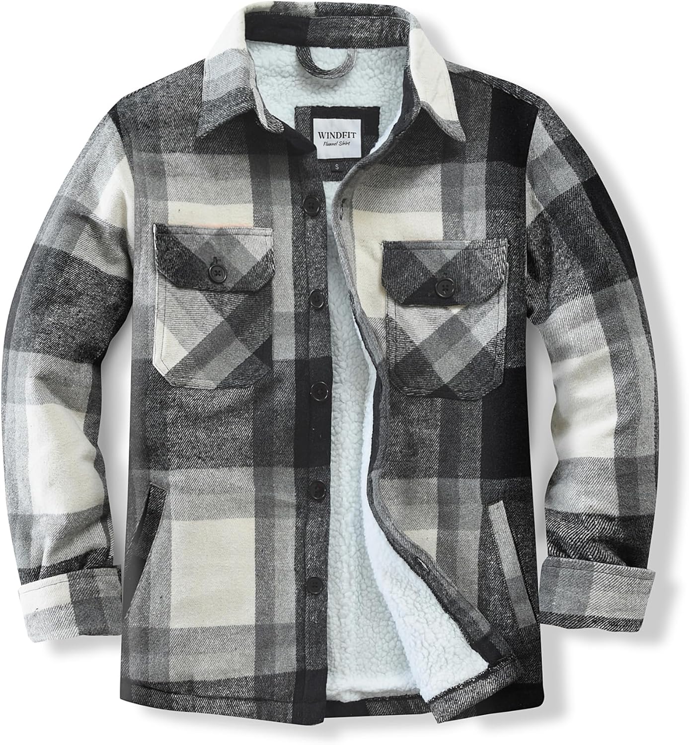 Men's Cotton Sherpa Lined Flannel Jacket for Outdoor Comfort