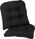 Midnight Black 17x17 Non-Slip Gripper Dining Chair Cushions - 2 Pack