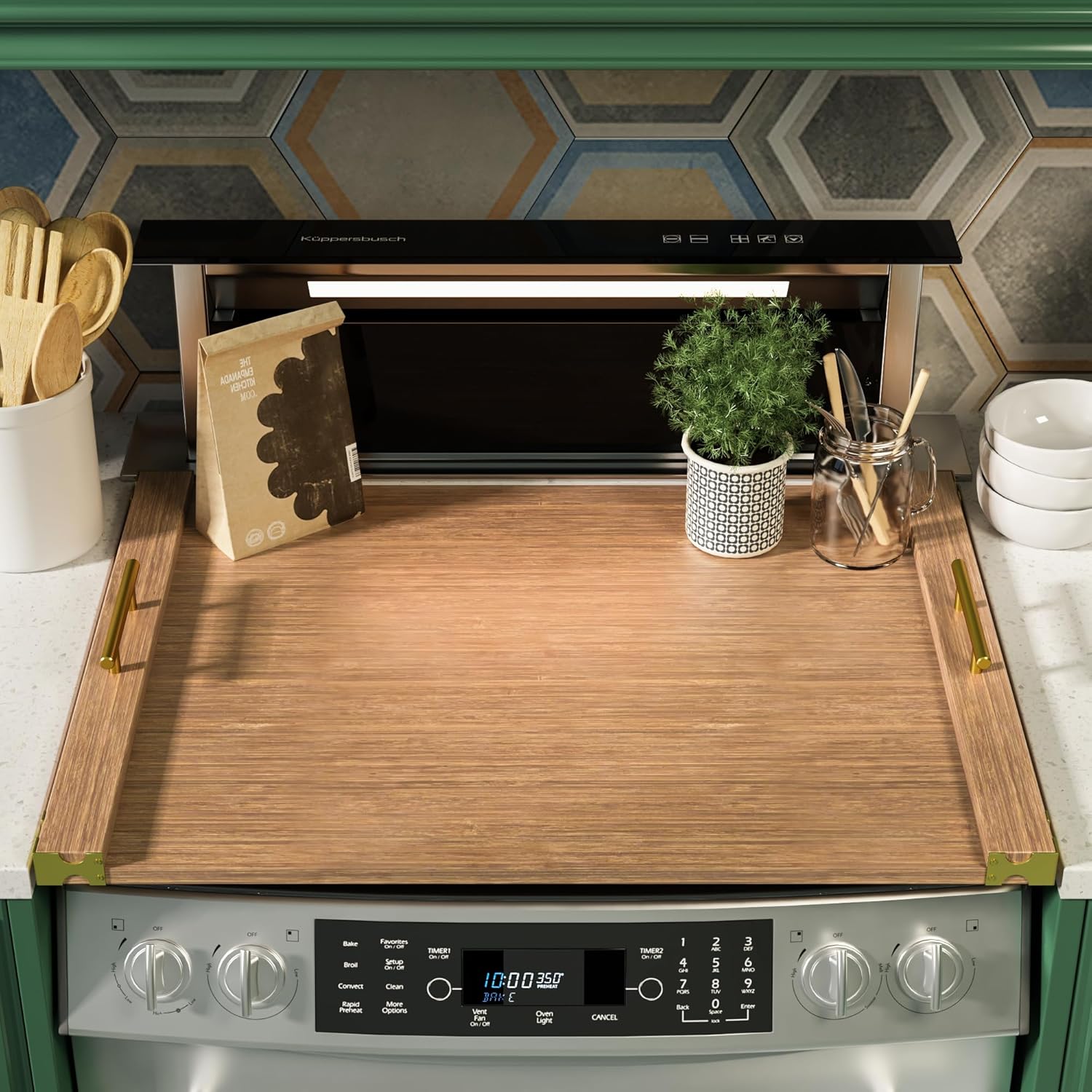 Noodle Board Stove Cover for Gas Stovetop - Bamboo Kitchen Decor