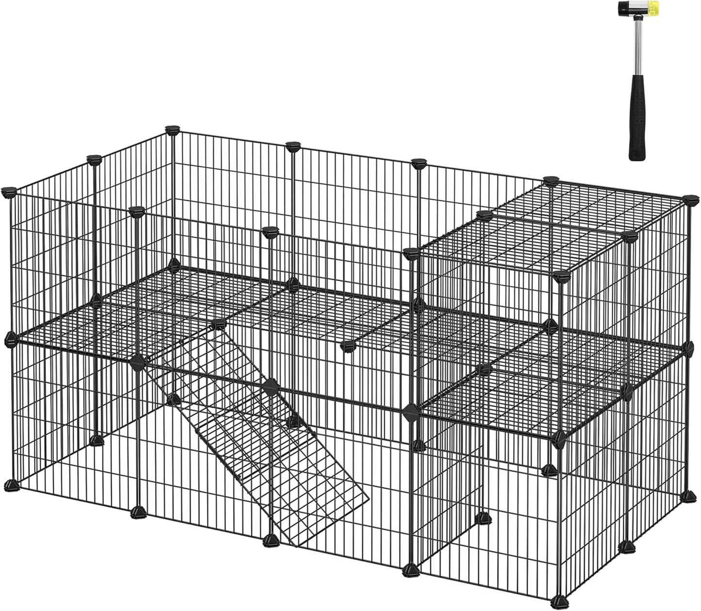 SONGMICS Pet Playpen for Small Animals - Two-Story Villa Design