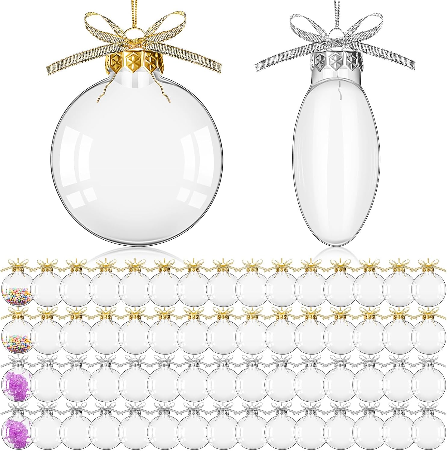 60 Clear Fillable Christmas Ornaments for DIY Craft Projects
