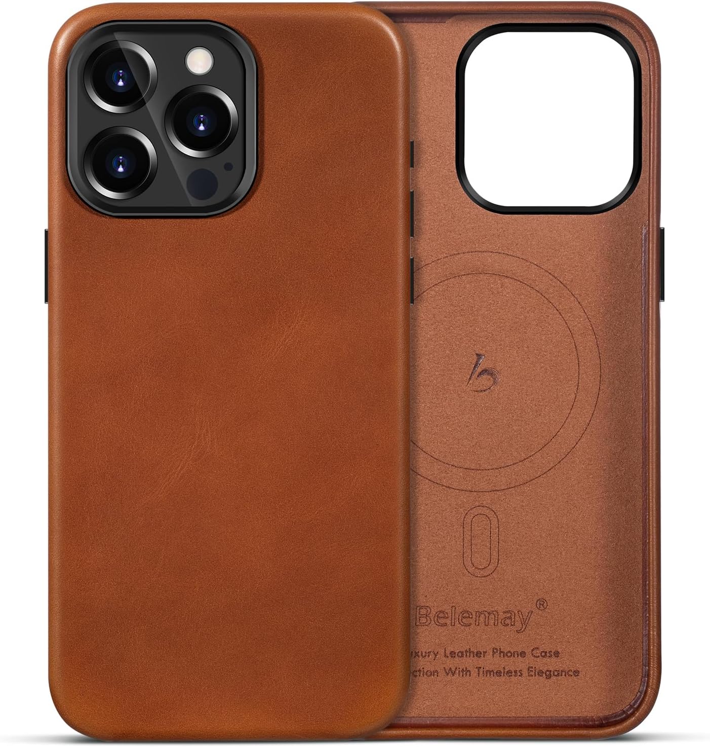 Belemay iPhone 13 Pro Max Leather Case with MagSafe Compatibility
