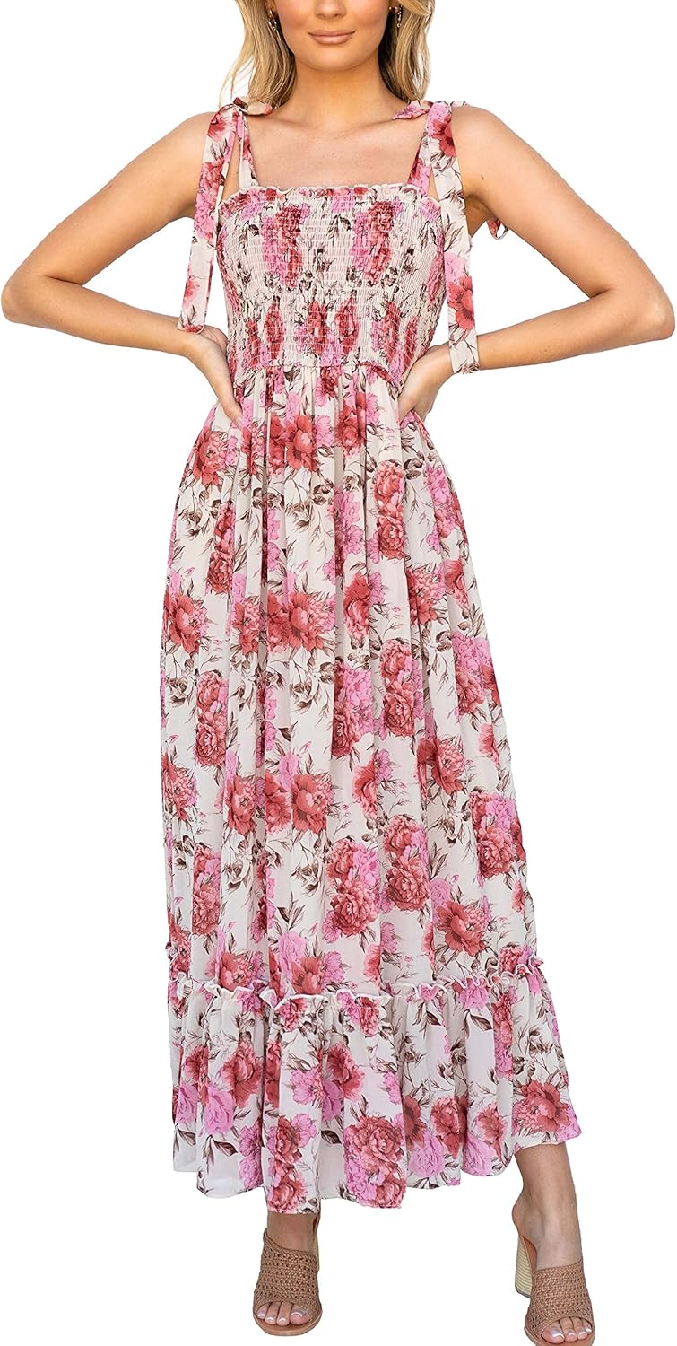 Imily Bela Womens Summer Floral Dress for Beach and Parties