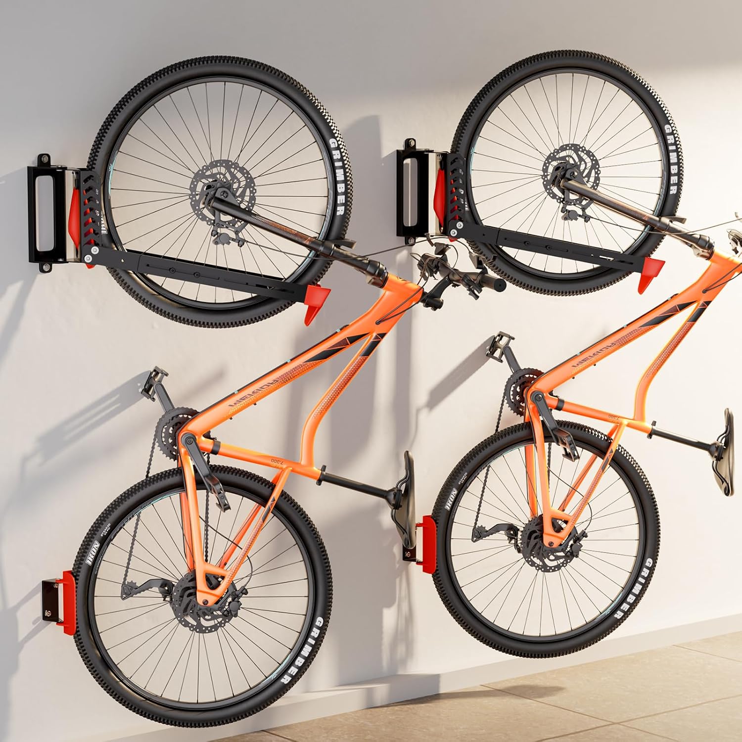 2-Pack Swivel Bike Rack Wall Mount for Space-Saving Storage