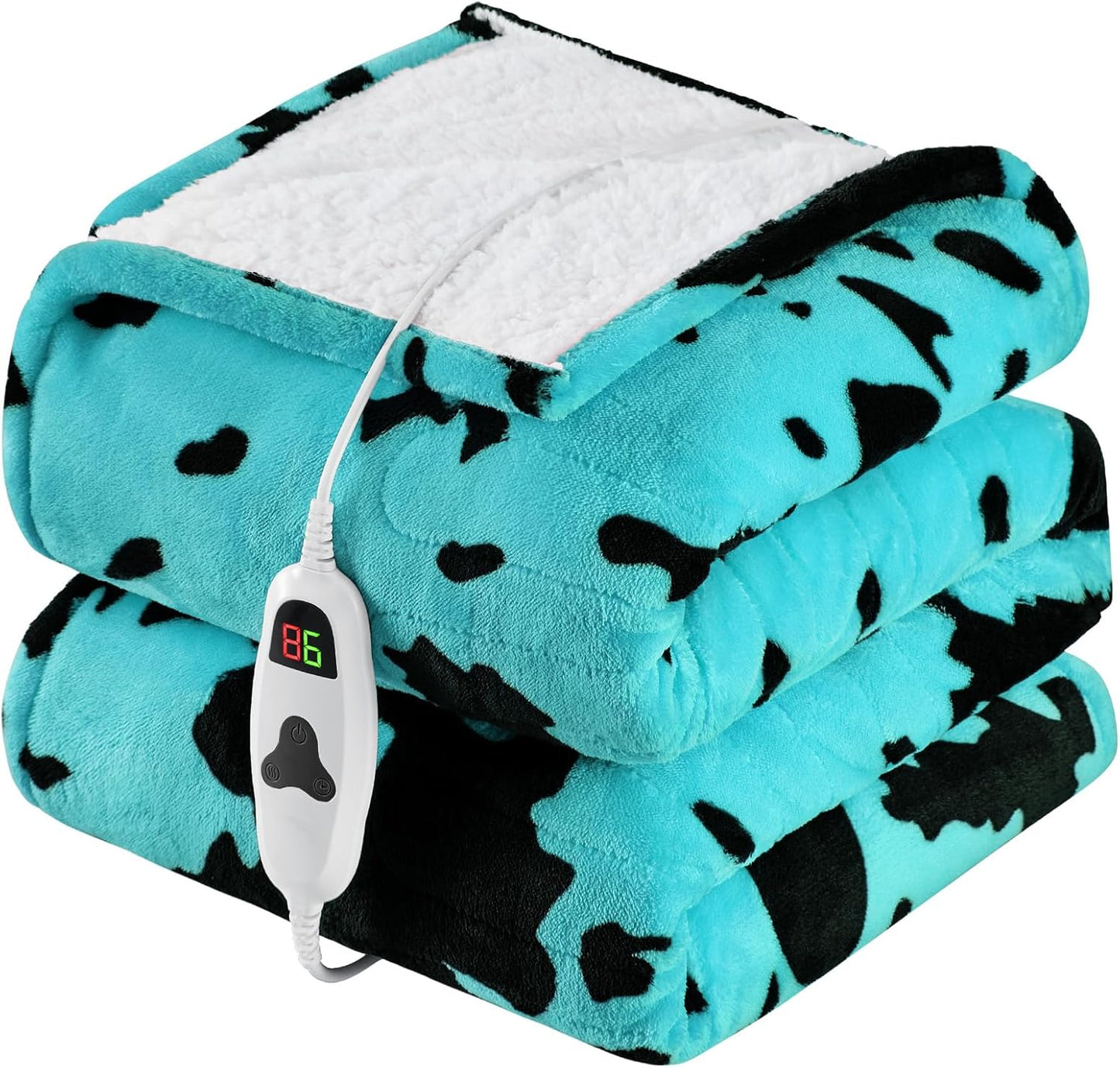 Cow Print Heated Electric Blanket Twin Size for Cozy Comfort