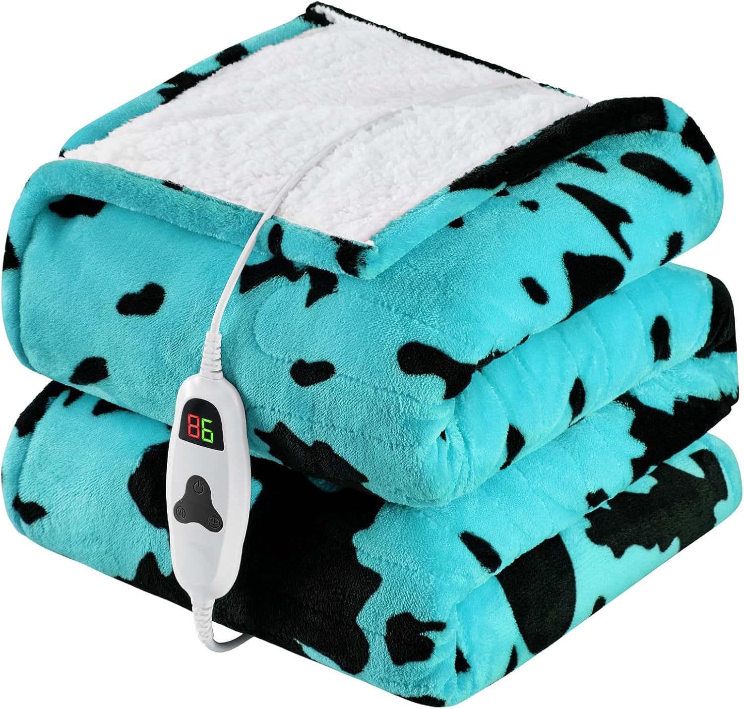 Cow Print Heated Electric Blanket Twin Size for Cozy Comfort
