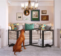 Extra Wide 96 in x 30 in Freestanding Dog Gate with Walk-Through Door