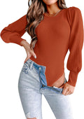 Long Puff Sleeve Sweaters for Women Bodysuit - Cozy Fall Staple Shoes