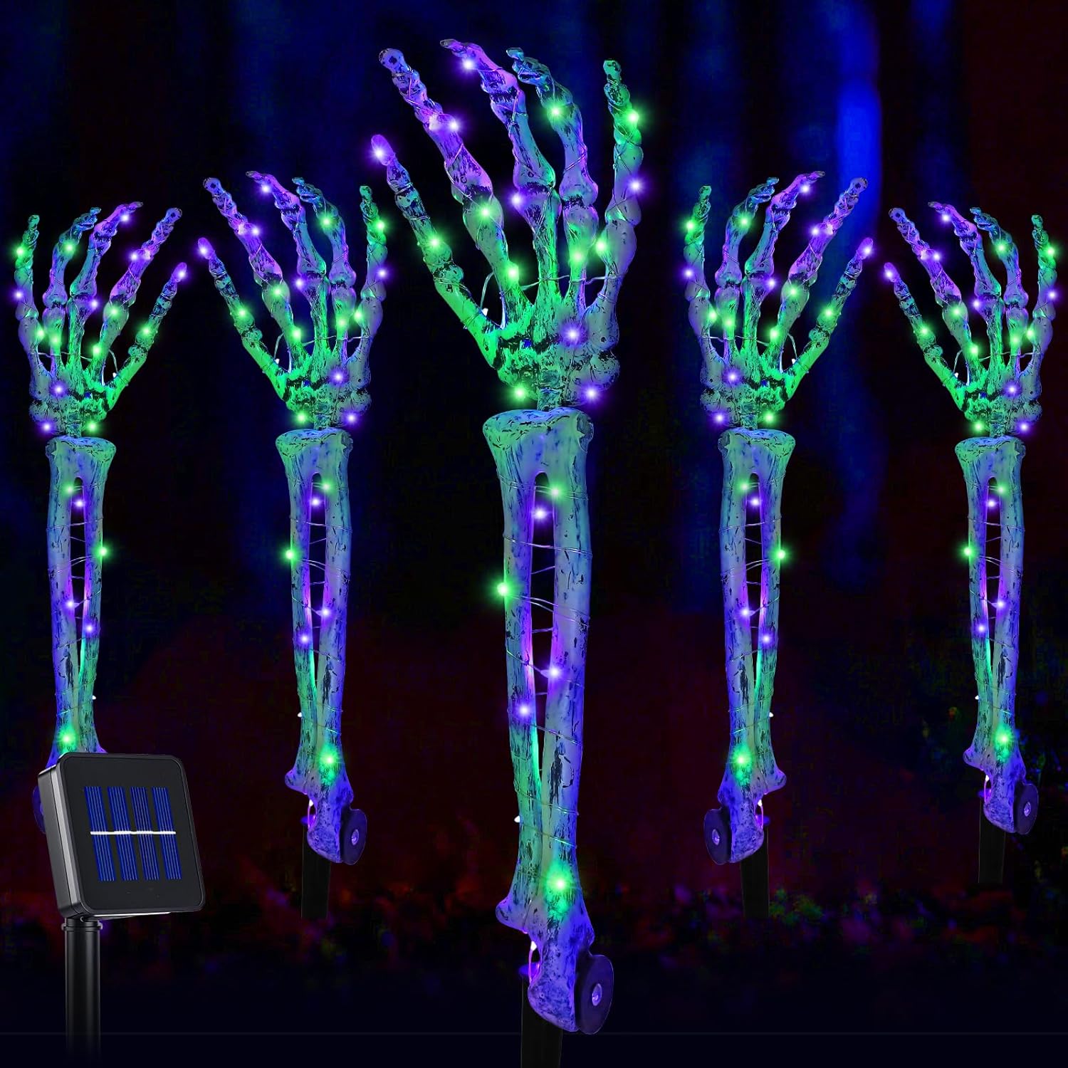 Halloween Decorations Solar Powered Skeleton Arm Stakes for Yard