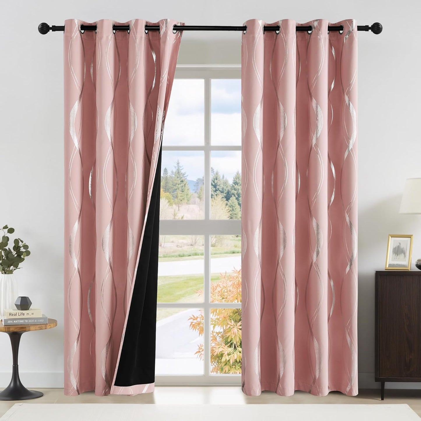 NICETOWN 100% Blackout Pink Curtains for Bedroom Elegance