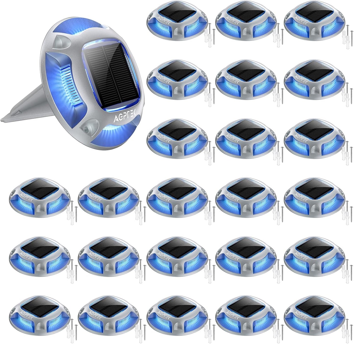 AGPTEK Solar Driveway Lights - 24 Pack Waterproof LED Security