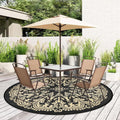 Round Outdoor Patio Rug 6Ft - Reversible Waterproof Straw Circle Rug