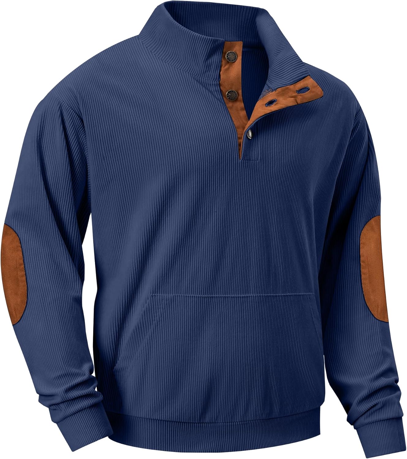 JMIERR Mens Warm Corduroy Sweatshirt with Stand Collar Design