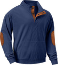 Mens Corduroy Sweatshirt Stand Collar Pullover - Warm Casual