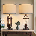 22.3in Table Lamps for Living Room Set of 2 - Farmhouse USB Nightstand