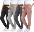Women's 4-Pack Lightweight Joggers Pants with Pockets - Soft Stretch