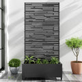 72in Metal Raised Garden Bed with Trellis and Wheels - Black-Shine