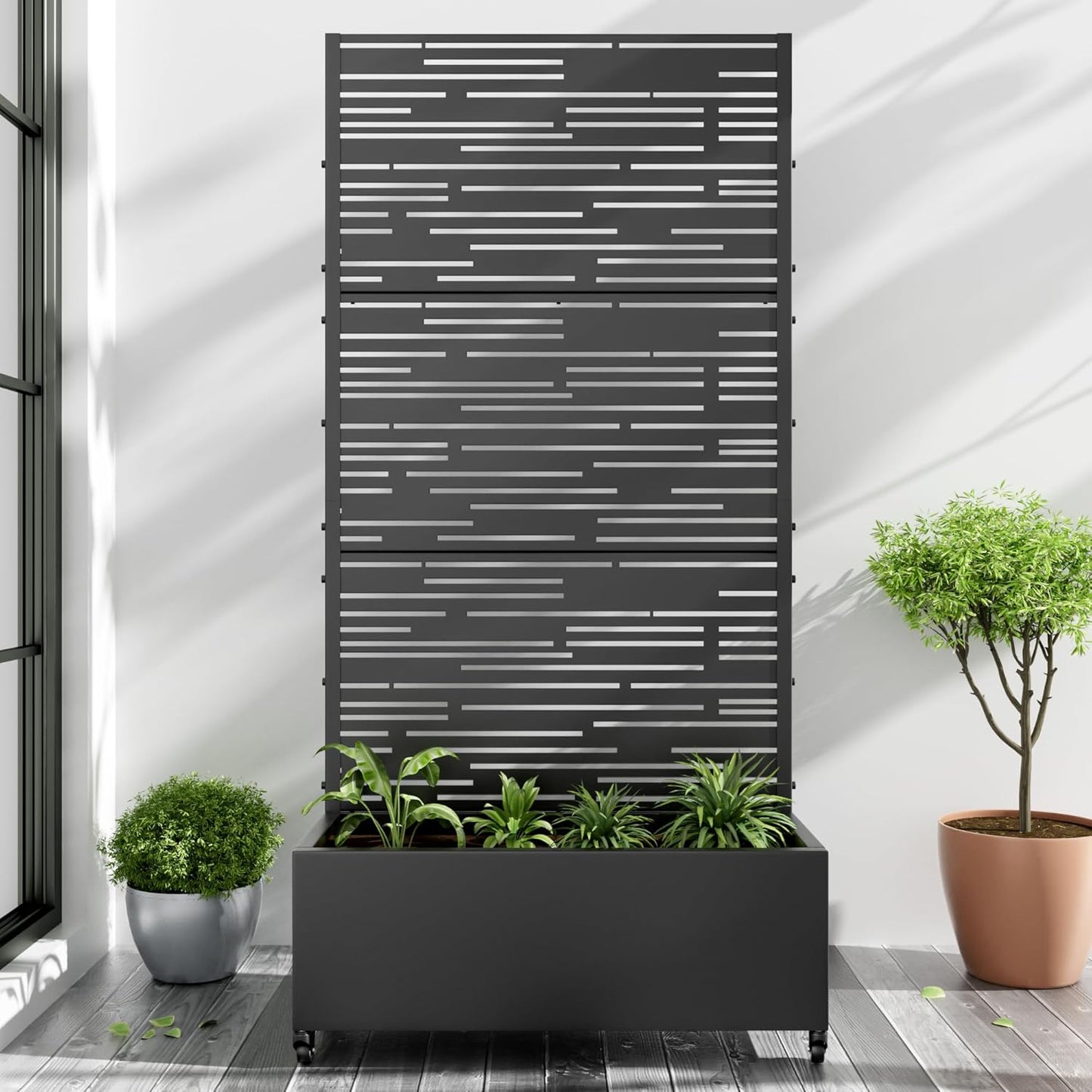 Casaphoria Metal Raised Garden Bed with Trellis and Wheels