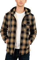ZITY Men's Flannel Sherpa Lined Hoodie Jacket - Warm Winter Layer