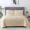 EXQ Home Quilt Set Twin Size Beige 2 Piece - Lightweight Soft Coverlet