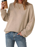 Womens Wool Blend Oversized Sweater Crewneck - Soft, Anti-Pill Fit