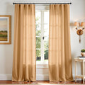 Linen Blend Curtains 96 in Length 2 Panels - Mustard Yellow Drapes