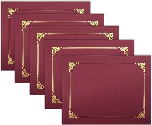 25 Pack Red Certificate Holders with Gold Foil Border