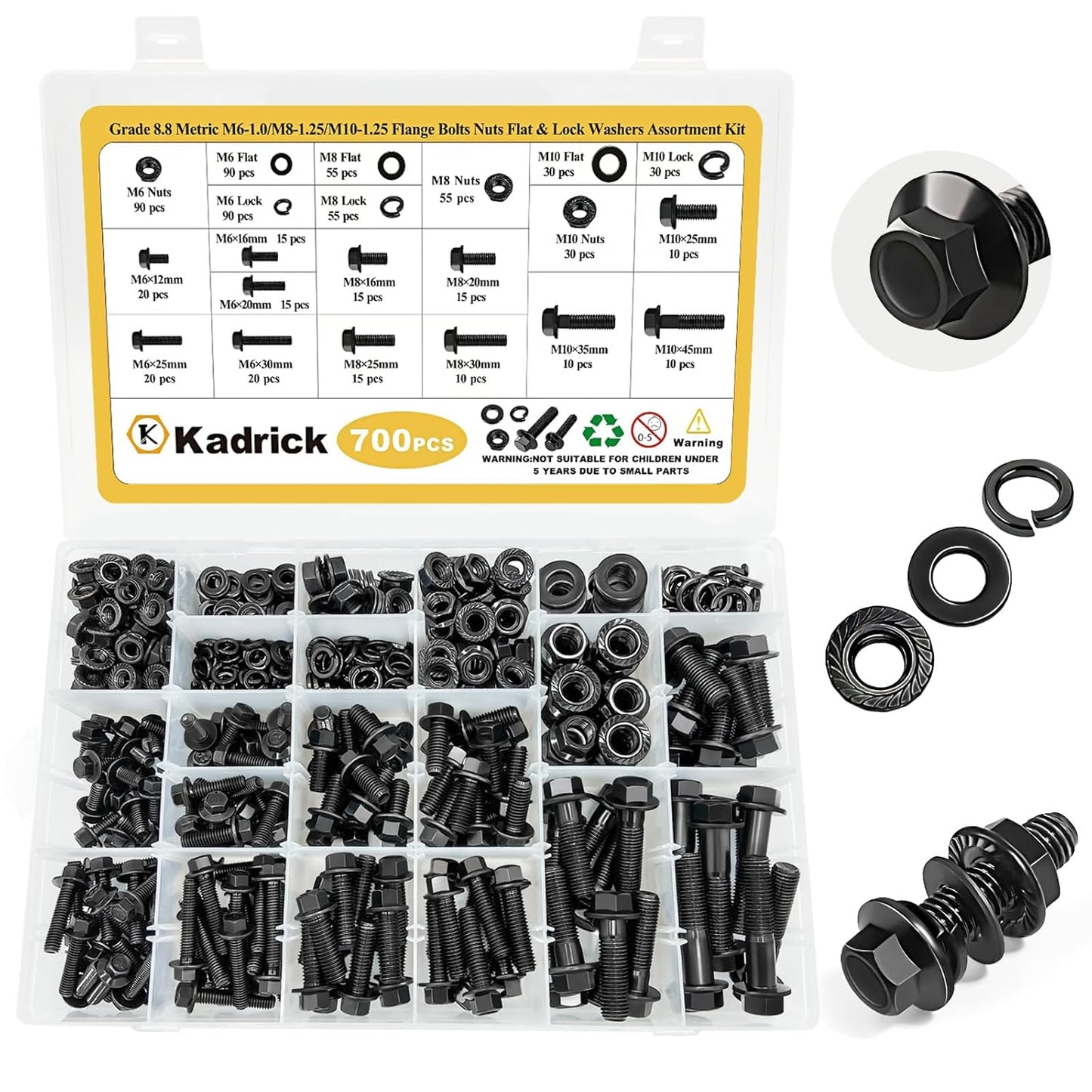 Kadrick Metric Flange Bolt Assortment Kit for All Your Needs