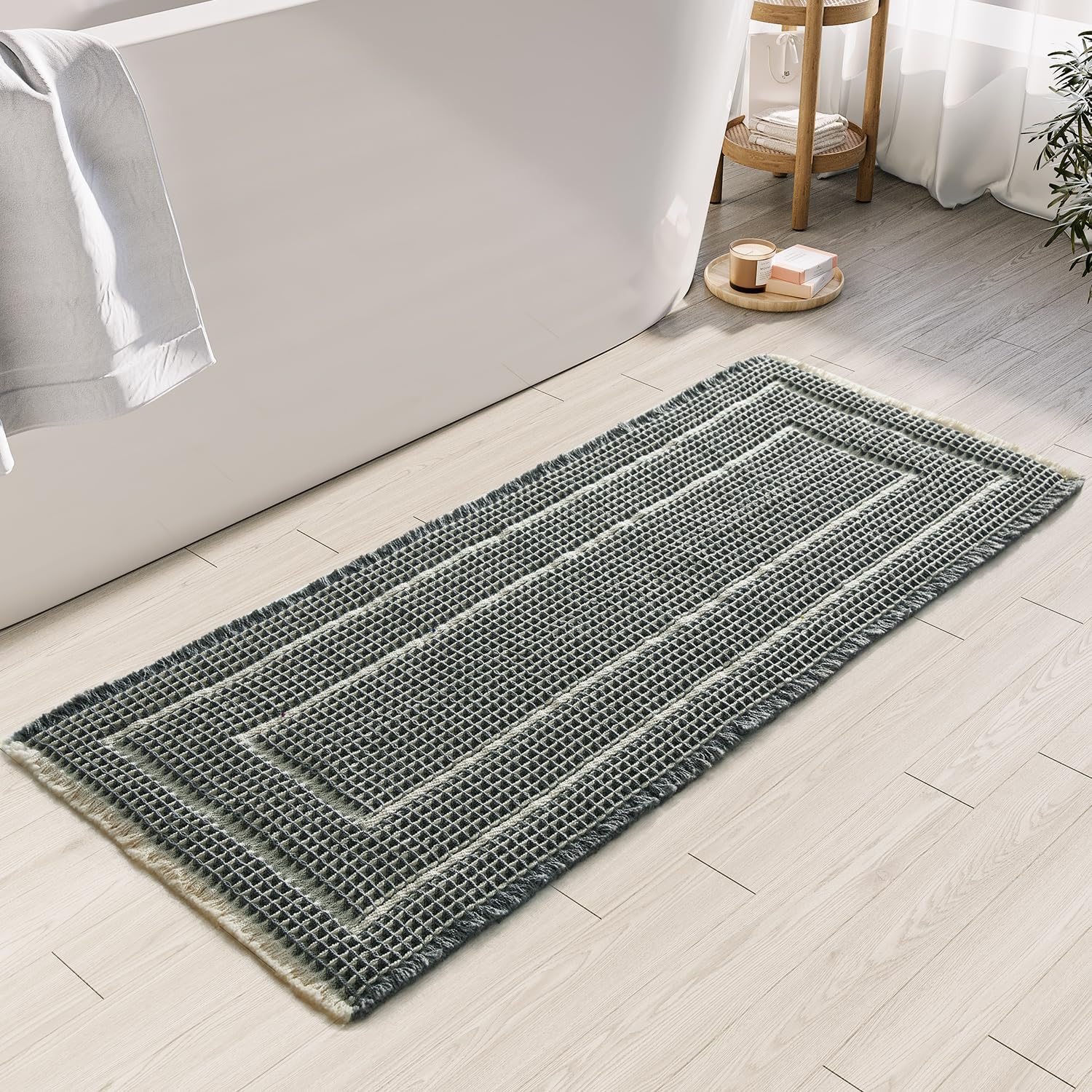 Woven Bath Mat with Upgraded Self Drying Non Slip Design