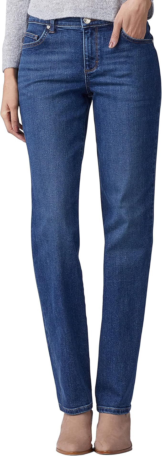 Lee Women's Petite Relaxed Fit Straight Leg Jean for Comfort