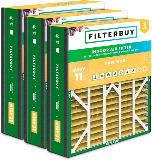 Filterbuy 20x25x5 Air Filter MERV 11 for Pet & Allergy Defense