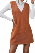 Christmas Sweater Vest Dress V Neck Sleeveless A-Line - Cozy Layering