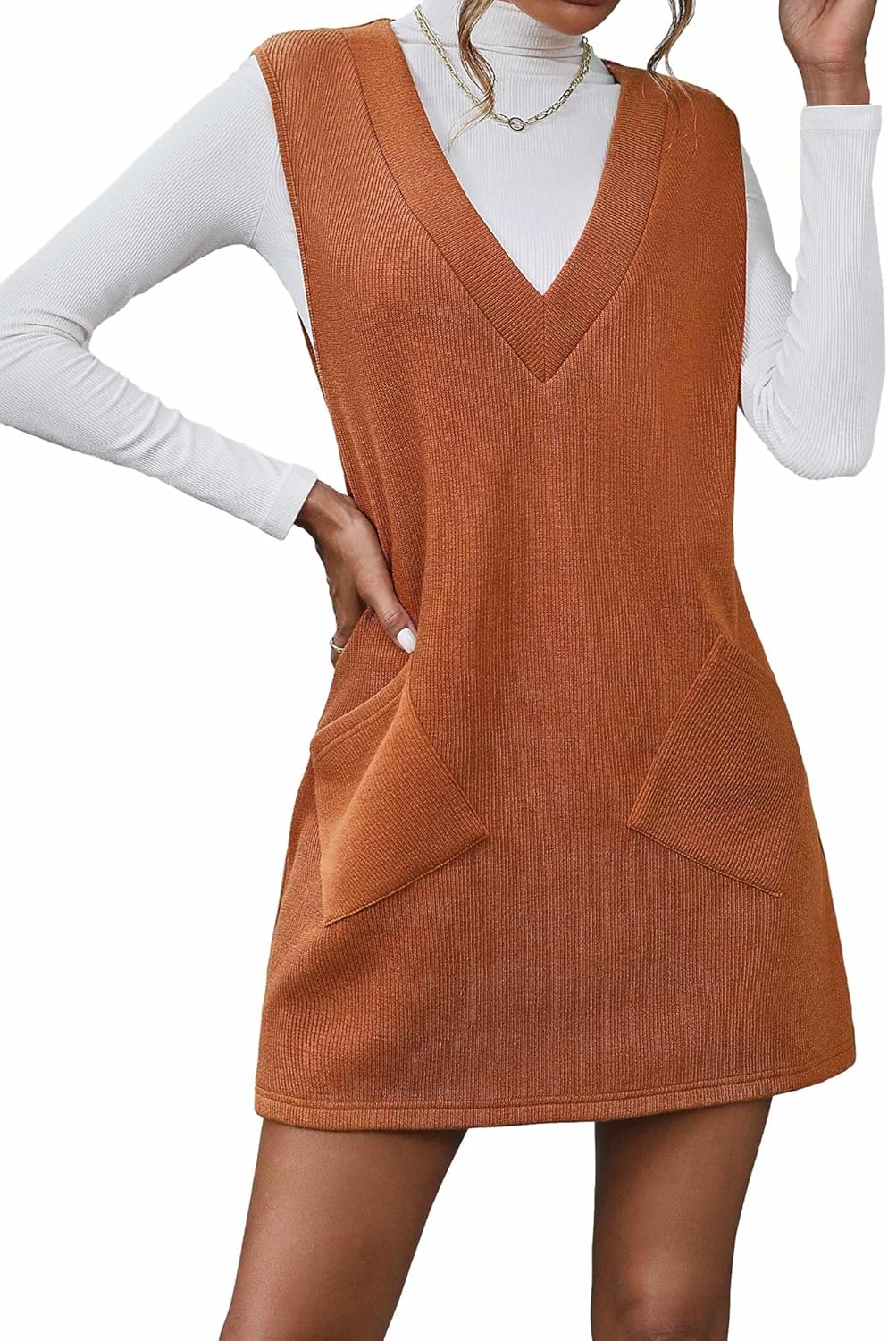 VETIOR Christmas Vest Women's Sweater Dress with Pockets