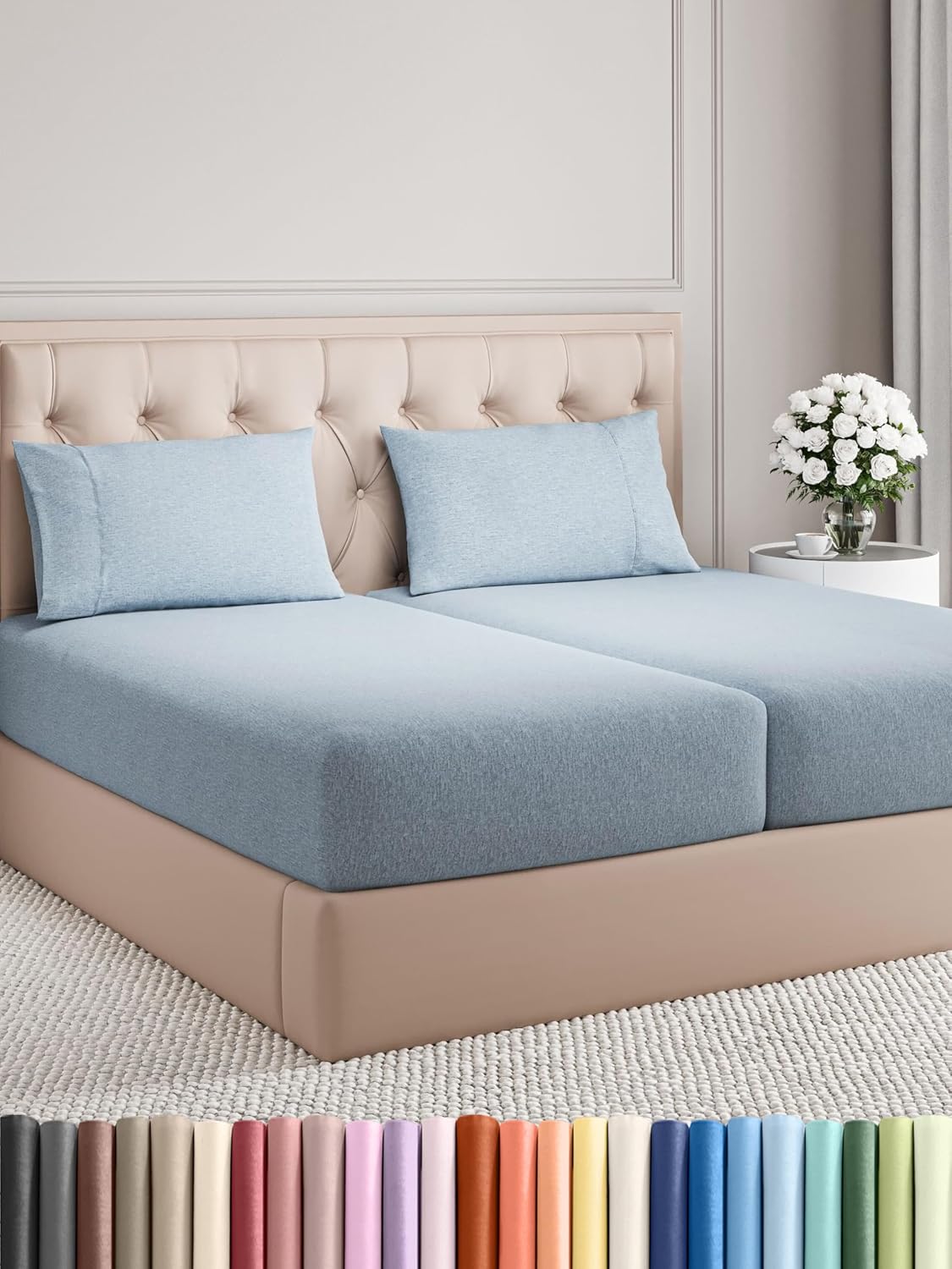 Split King Size 5 Piece Sheet Set - Comfy Breathable Cooling