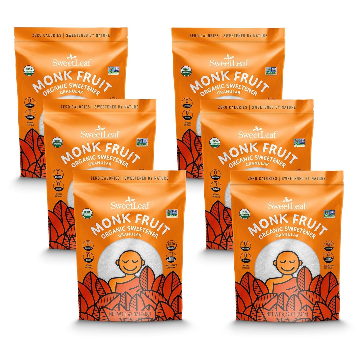 Organic Monk Fruit Sweetener - Keto Friendly Zero Calorie Sugar Sub