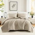 King Quilt Set Modern Reversible Plaid Coverlet - Lightweight Cozy