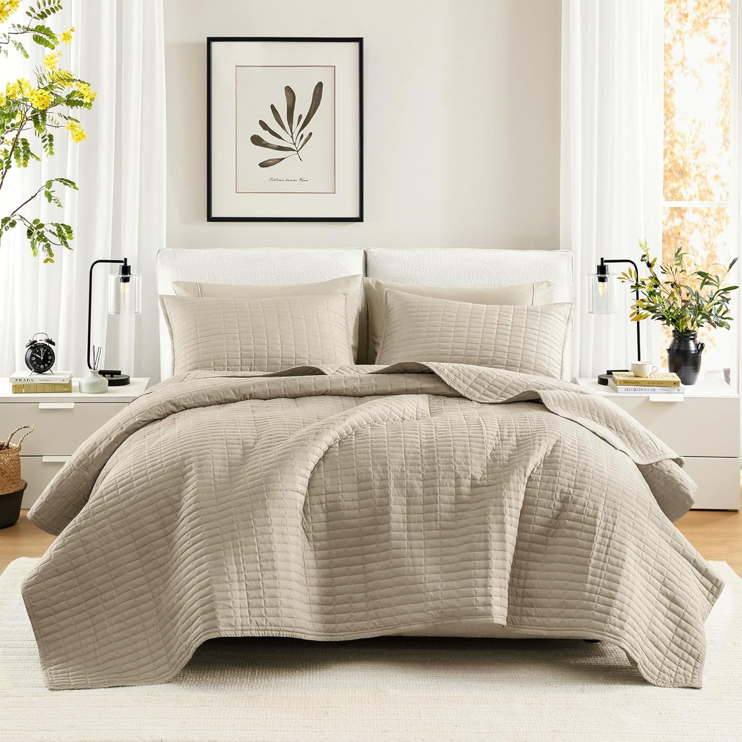Comfort Spaces King Quilt Set Modern Reversible Plaid Coverlet