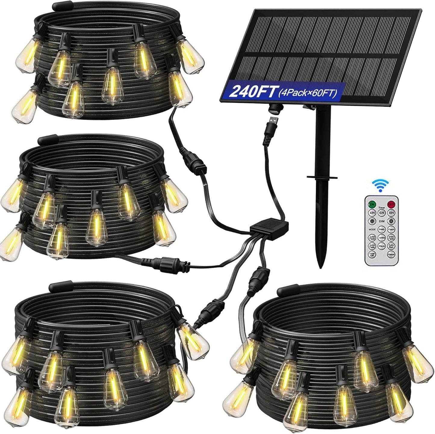 Stright Solar Powered String Light 240FT with Remote Control