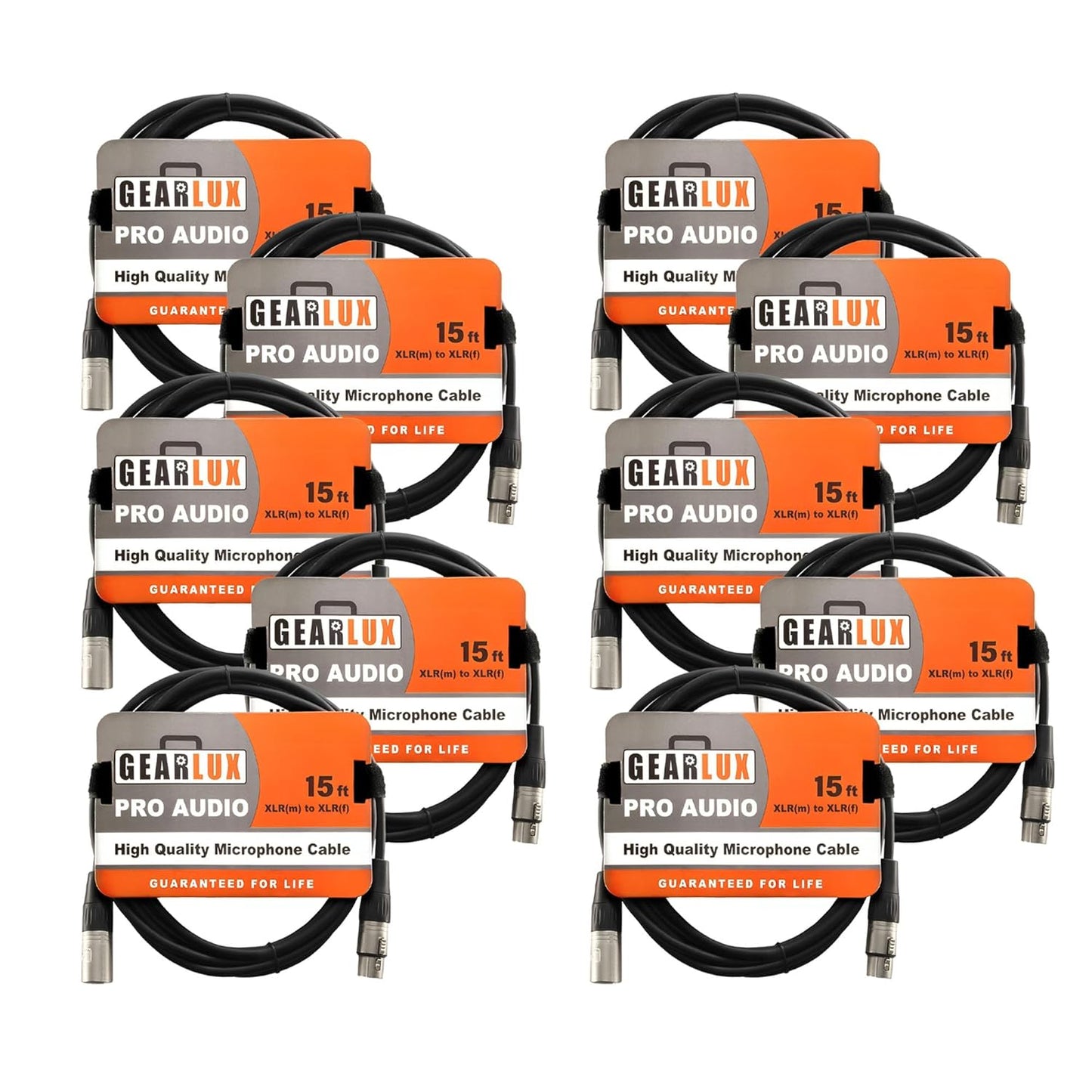Gearlux XLR Microphone Cable 15 Feet - 10 Pack for Professionals