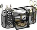 SUPEASY Mesh Desk Organizer Pen Holder with 2 Drawers - Stylish