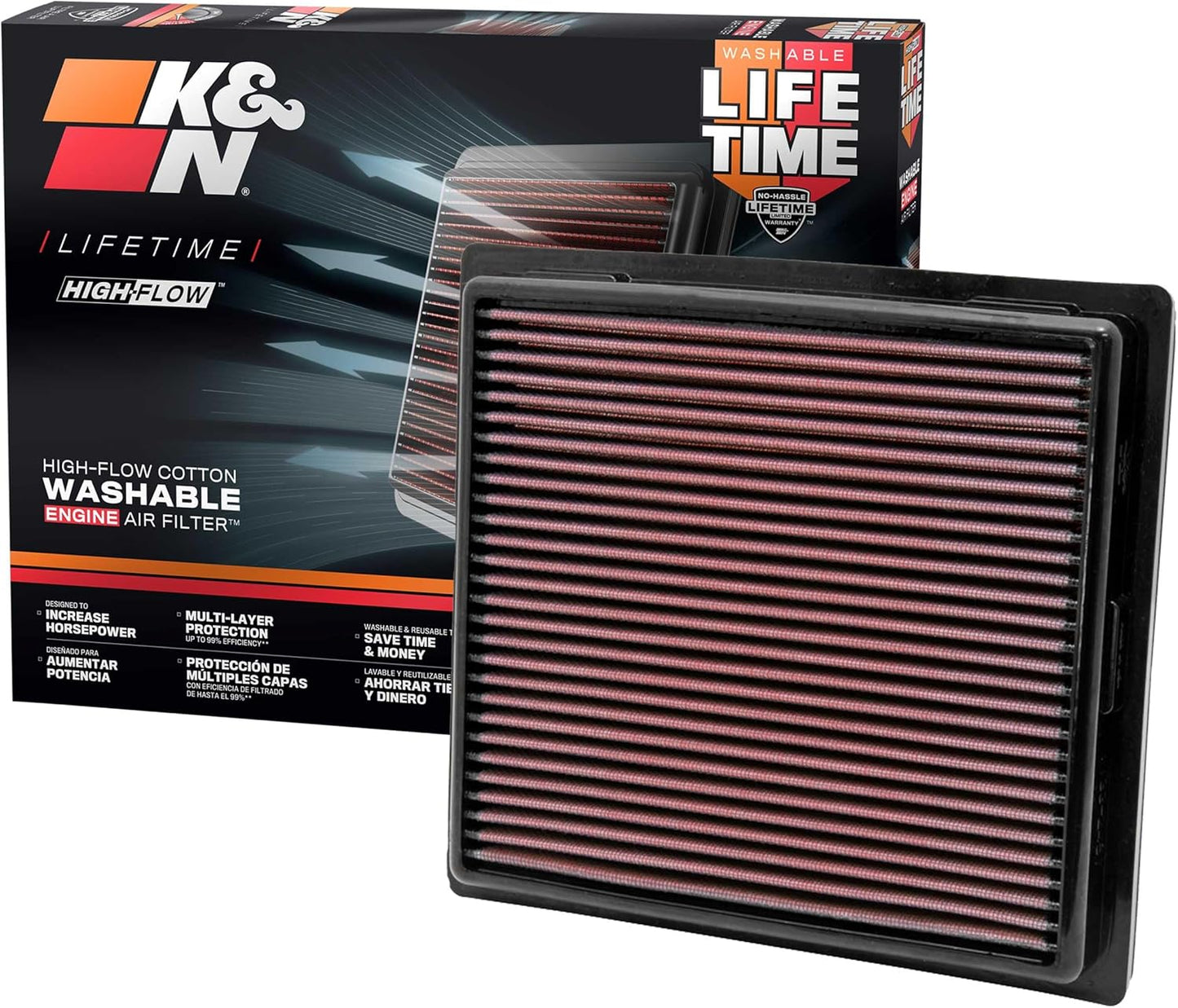 K&N High-Flow Engine Air Filter for Toyota/Lexus/Mitsubishi