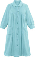 Plush Fleece Button Front Robe with Pockets - Cozy, Soft Wrap