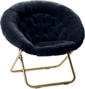 Milliard Saucer Chair XL Faux Fur Navy Blue - Cozy Foldable Seat