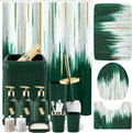 32PCS Bathroom Set with Shower Curtain and Rugs - Dark Green Style