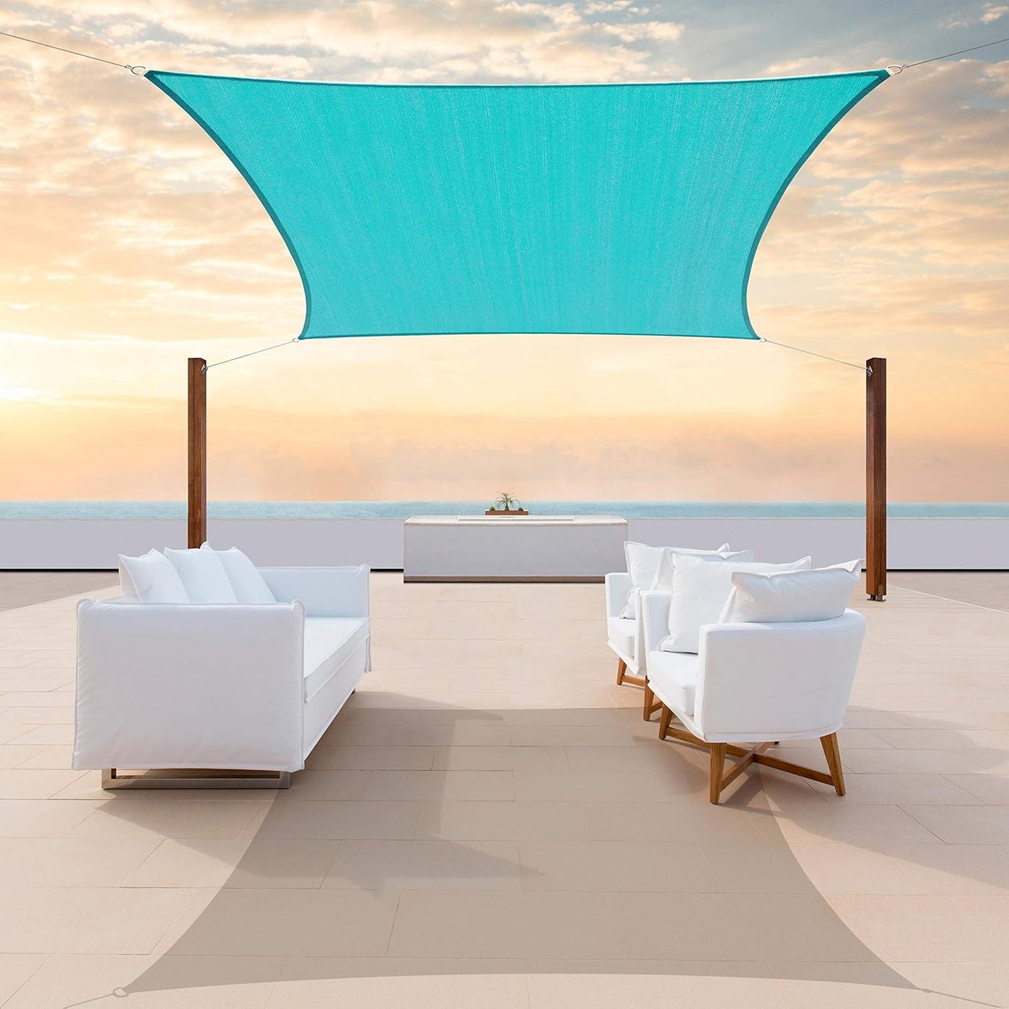 ColourTree Custom Size 17ft x 19ft Turquoise Sun Shade Sail Canopy