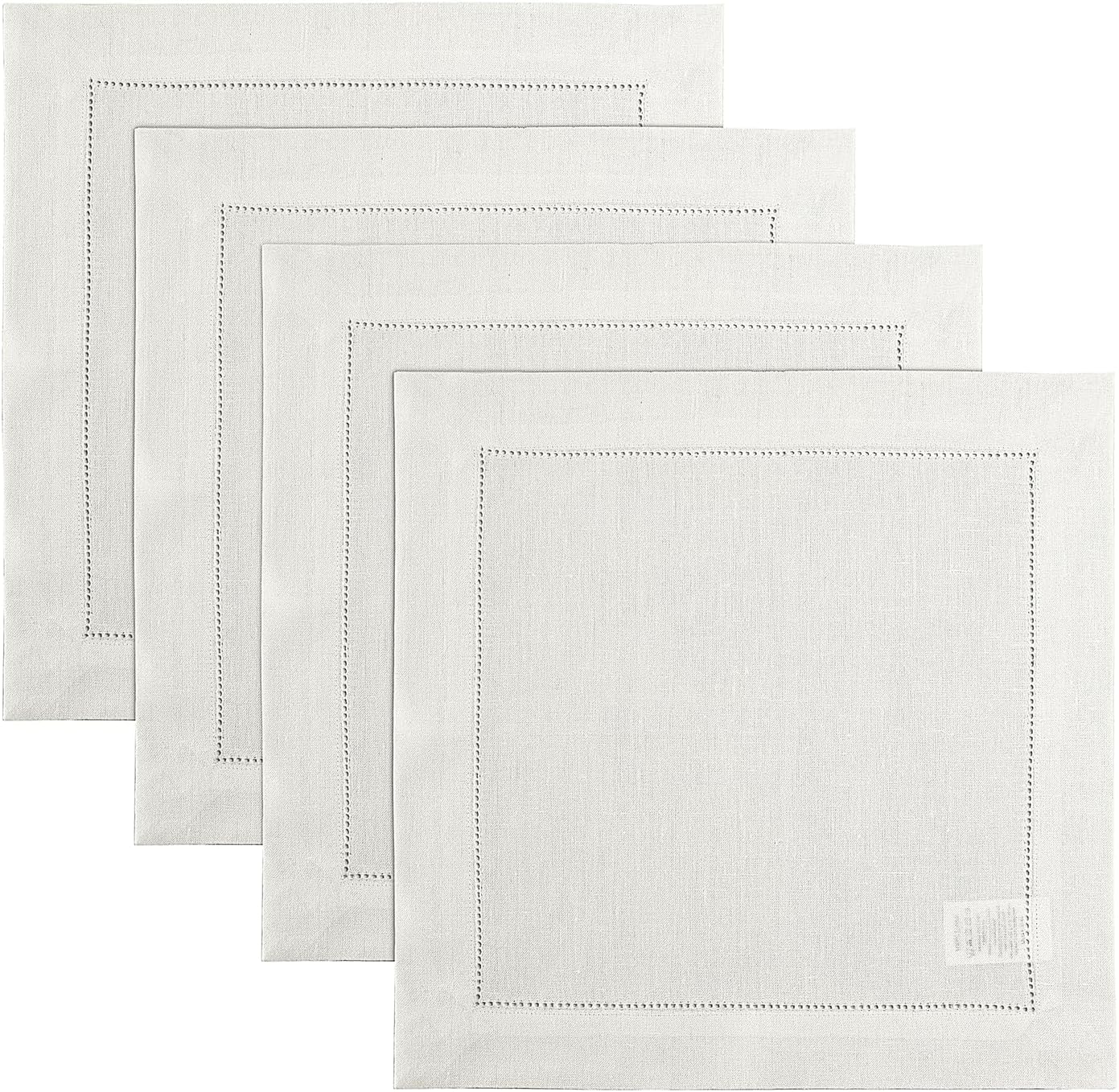 Square Placemats Set of 4 - 100% Pure Linen Ivory Cloth