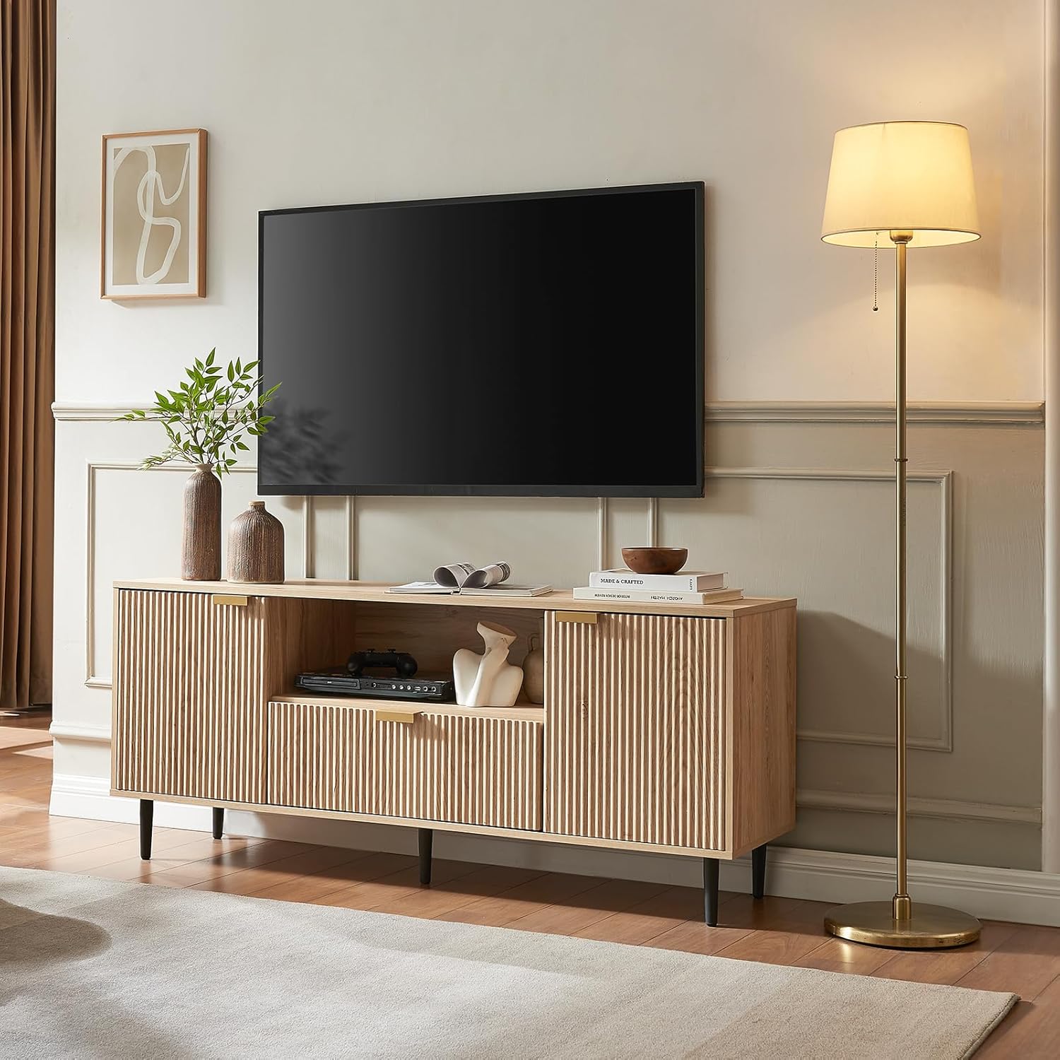 65 Inch TV Stand with Soft-Close Drawer
