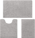 Light Grey Bathroom Rug Set 3 Pieces - Ultra Soft Chenille Bath Mats