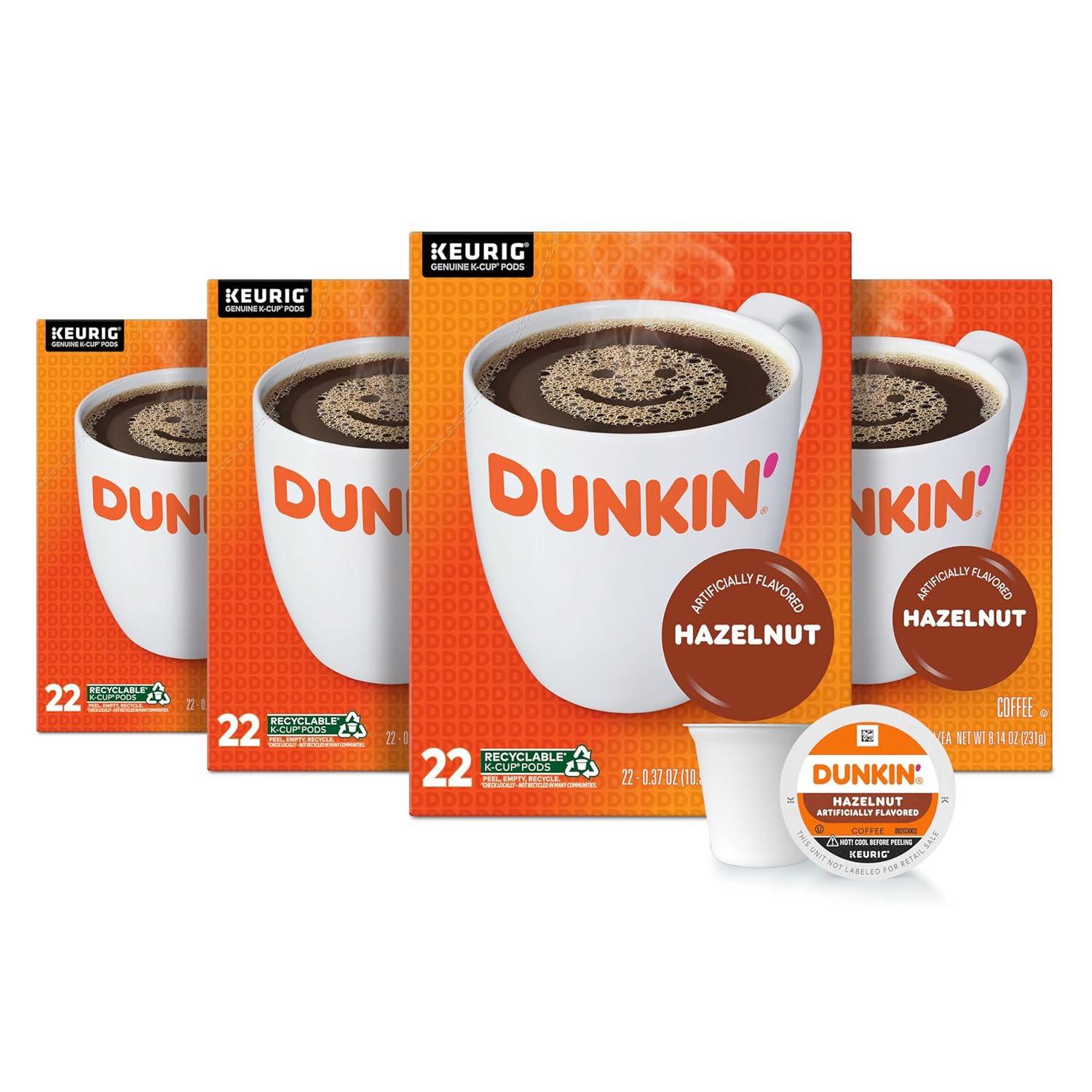Dunkin' Hazelnut Flavored Coffee K-Cup Pods for Perfect Brew